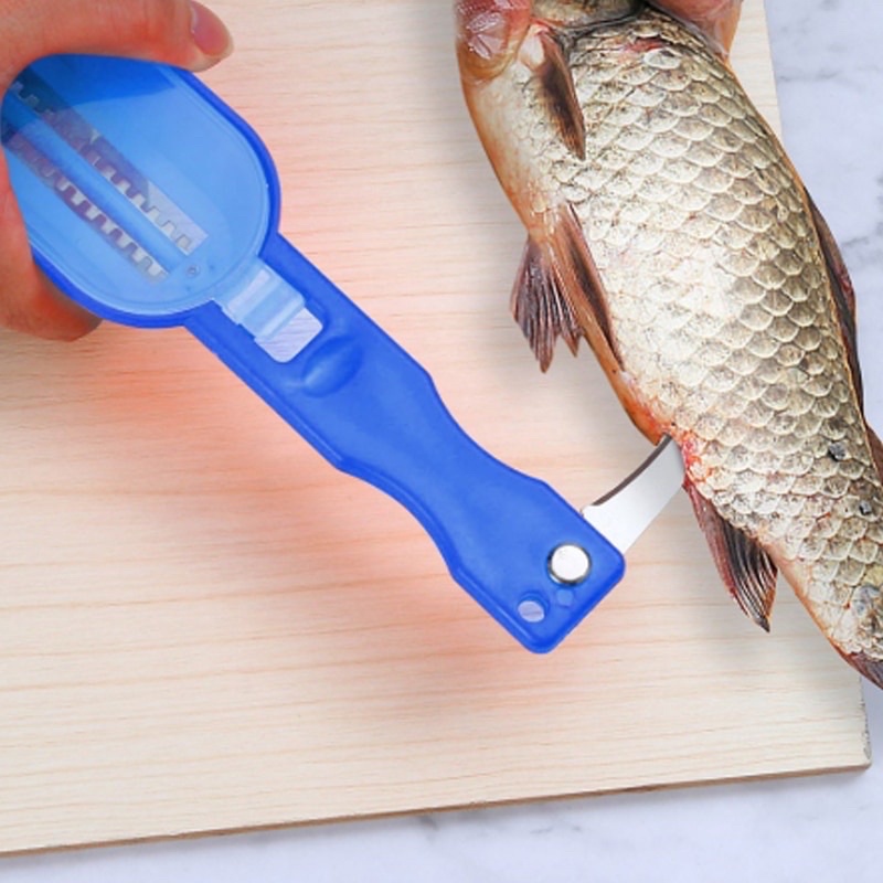 Hàng Có Sẵn】Dụng Cụ Cạo Vảy Cá Bằng Nhựa 2 Trong 1 Loại Bỏ Da Cá Loại Bỏ Da Cá Có Thể Cạo Vảy Cá