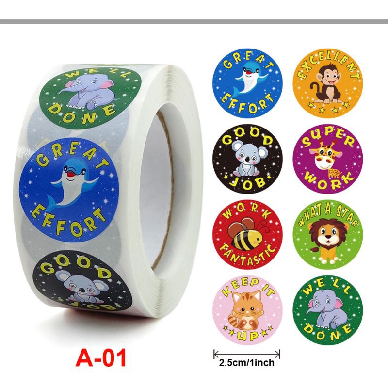 Cuộn 500 stickers khen thưởng - hình dán khen thưởng