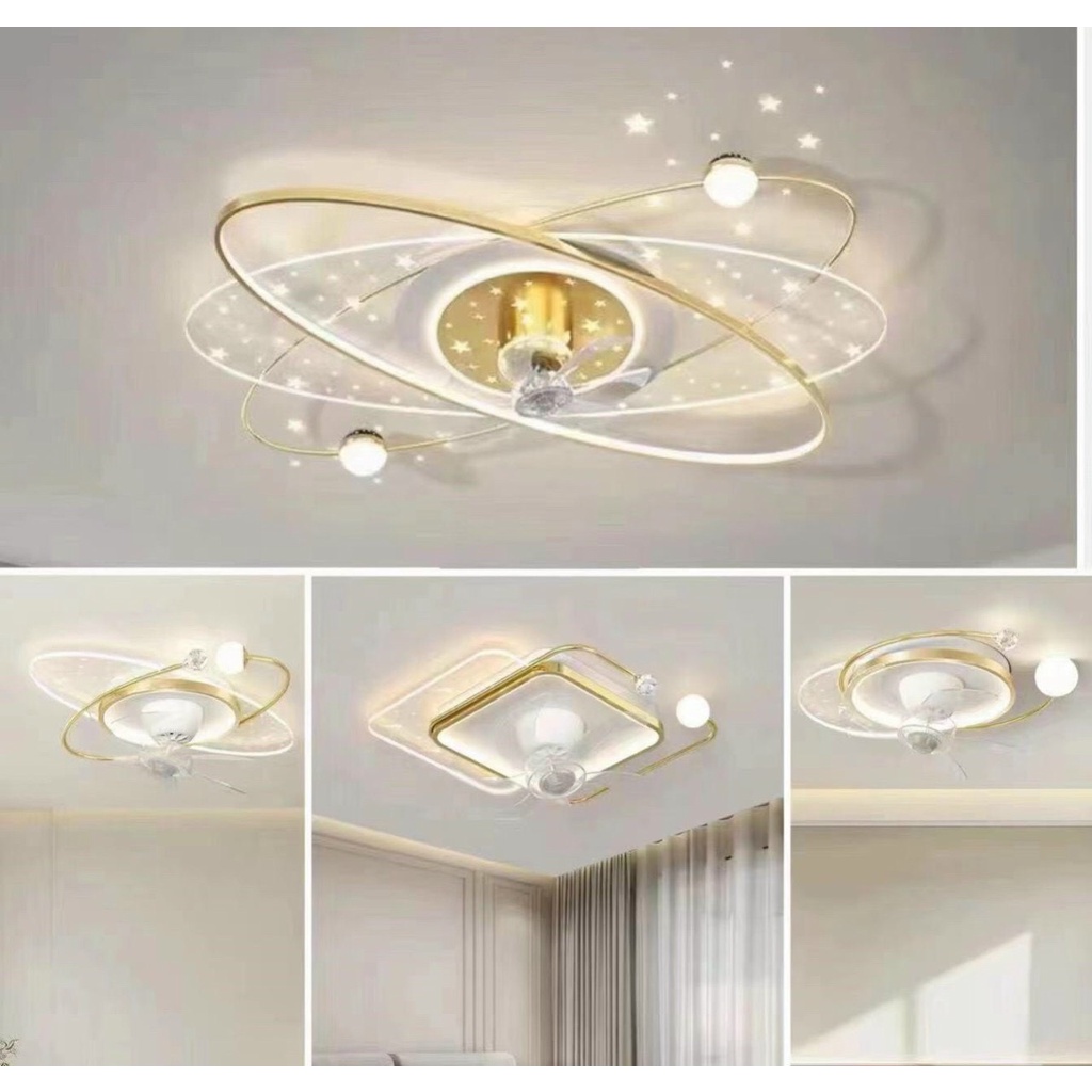 Đèn quạt ốp trần xoay 360 độ có đảo chiều,ánh sáng thay đổi 3 chế độ có điều khiển dành cho phòng ngủ,BH 2 năm