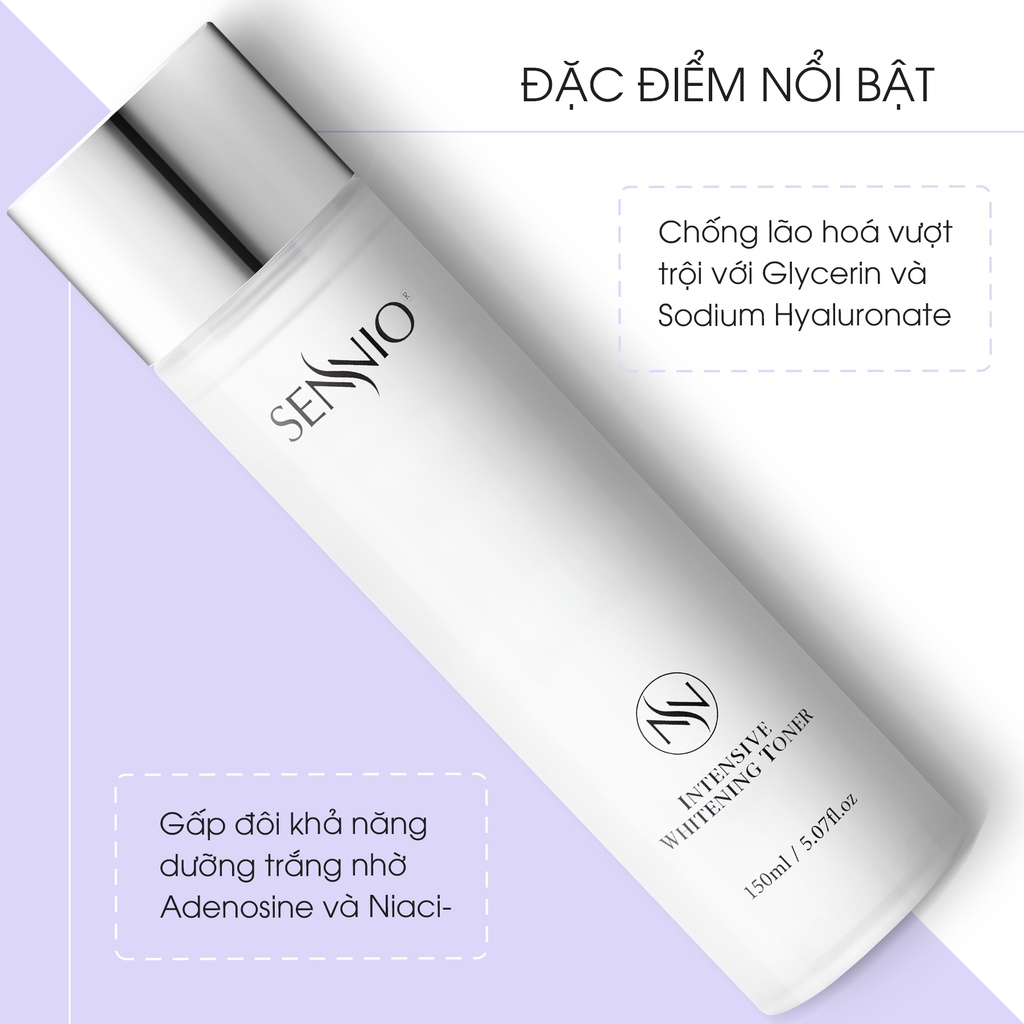 Nước hoa hồng trắng da Sennio Intensive Whitening Toner cấp ẩm tái tạo và ức chế sắc tố 160ml SNO 831