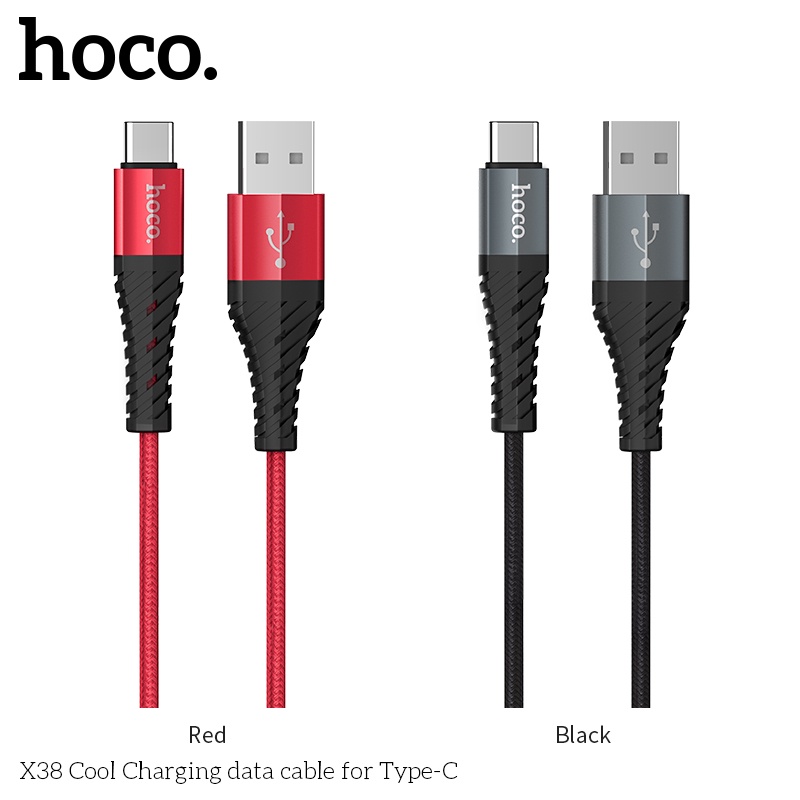 Dây sạc Hoco X38 Micro Type-C hỗ trợ dòng 2.4A 12W bọc dù chống đứt gãy dài 1 mét dành cho android: samsung, oppo, vivo