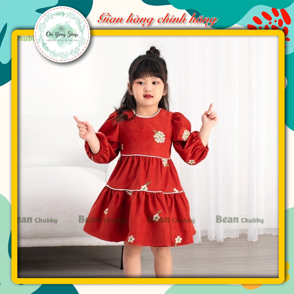 Váy nhung cam đất dáng babydoll Bean Chubby BG - MT04