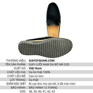GIÀY LƯỜI (GIÀY MỌI) NAM DA BÒ MÃ D20