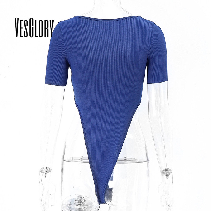 Áo liền quần VesGlory tay ngắn cổ chữ V màu trơn dáng ôm thời trang quyến rũ cho nữ | BigBuy360 - bigbuy360.vn