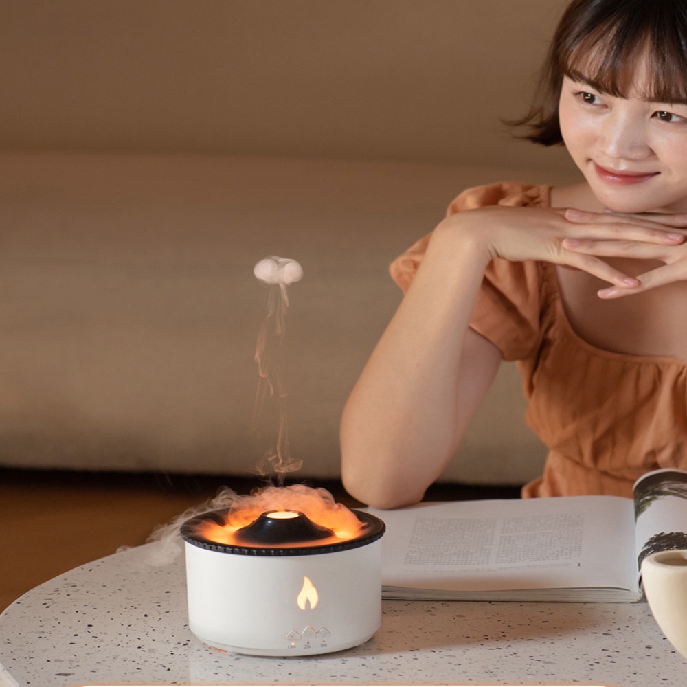 Máy khuyếch tán tinh dầu phun sương núi lửa không tiếng ồn chức năng hẹn giờ tắt dung tích 360ml có remoss điều khiển