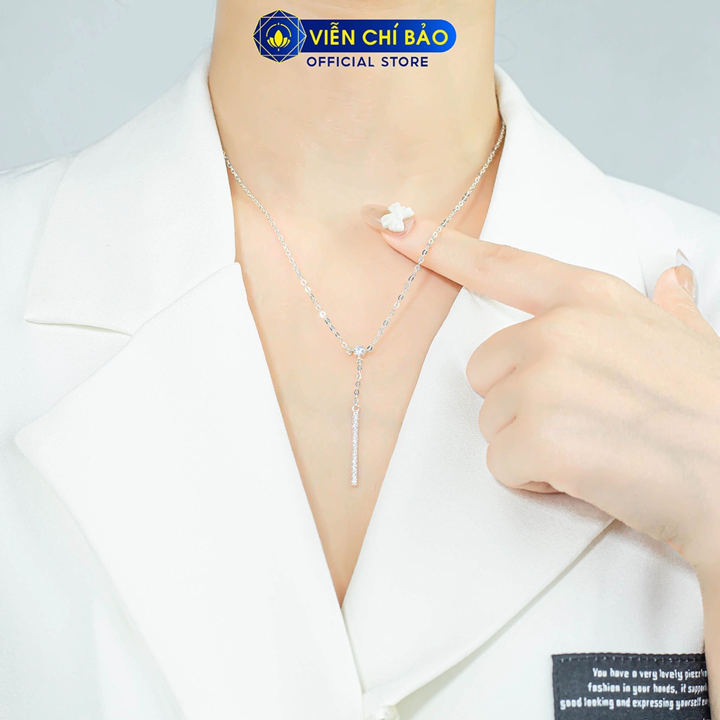Dây chuyền sao thanh dài đính đá chất liệu bạc 925 thời trang phụ kiện trang sức nữ Viễn Chí Bảo D400808