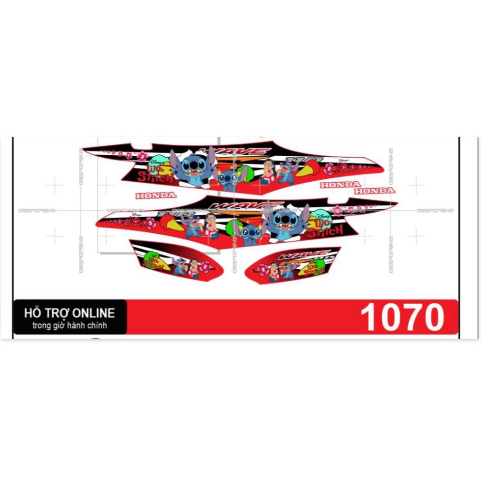 DECAL PVC 5 LỚP CHẤT LƯỢNG CAO Tem rời wave 2016 hoạt hình stich