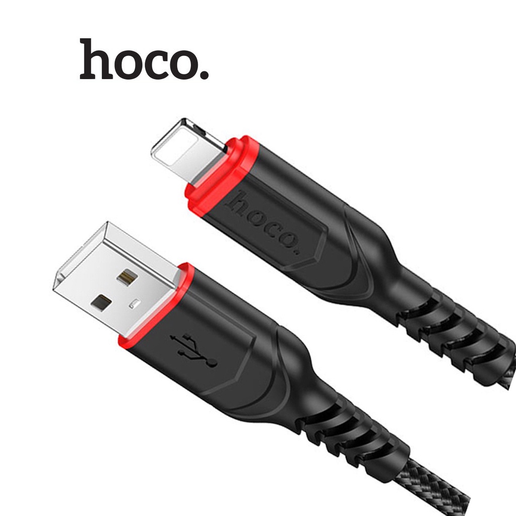 Cáp sạc Hoco X59 Lightning sạc nhanh 2.4A đầu sạc chống gẫy gập truyền dữ liệu dài 2M ( Đen )