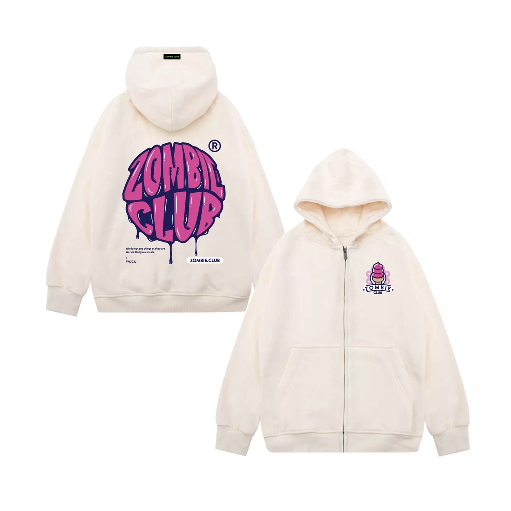 Áo Hoddie Zip Zombie Club, ICE CREAM Tybo Unisex Chính Hãng
