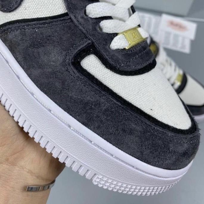 🍁 Giày nike_Af1 Xám Lông Chuột Nam Nữ Cao Cấp Giày Af1 Custom Xám Canvas Nguyên Bản Giày Air Force Xám Trắng Da Lộn