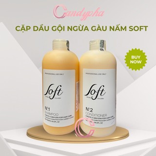 Cặp dầu gội dầu xả SOFT ngăn gàu kiềm dầu chống gãy rụng bông xù phục hồi tóc siêu mềm mượt 800ml * 2