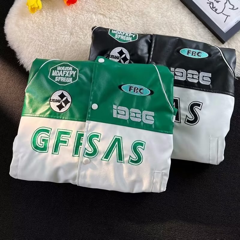 ✦ AFFLIGA ✦Áo Khoác Bóng Chày Da Pu Dáng Rộng Phối Màu Tương Phản Kiểu Retro Mỹ Cá Tính Cho Nam