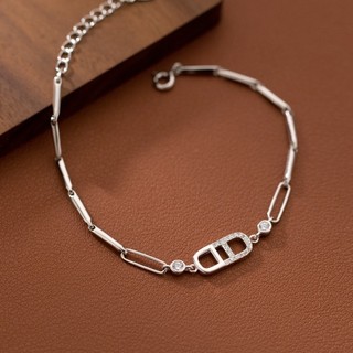 Lắc tay bạc h.a.s hình cd đính đá 16-18cm