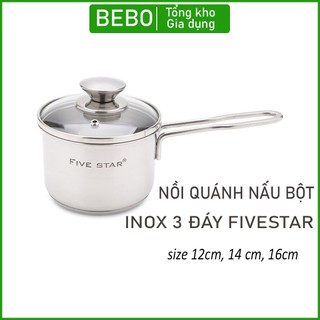 Nồi nấu cháo cho bé Fivestar size 12cm, 14cm, 16cm, 18cm Quánh inox 3 đáy nắp kính dùng cho mọi loại bếp.