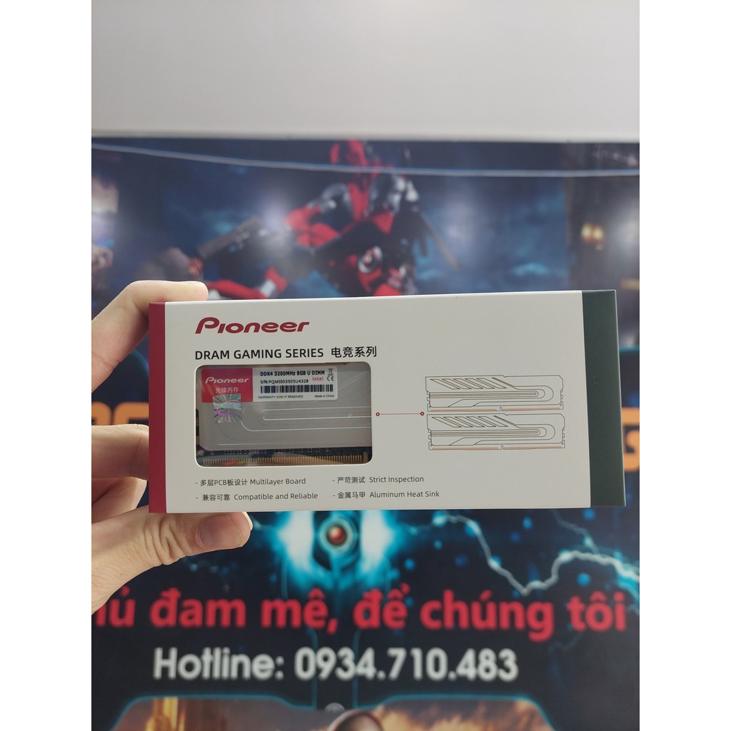 Ram máy tính PIONEER DDR4 8GB 3200MHz U DIMM Tản Nhiệt Thép - New100%, BH 3 Năm 1 đổi 1