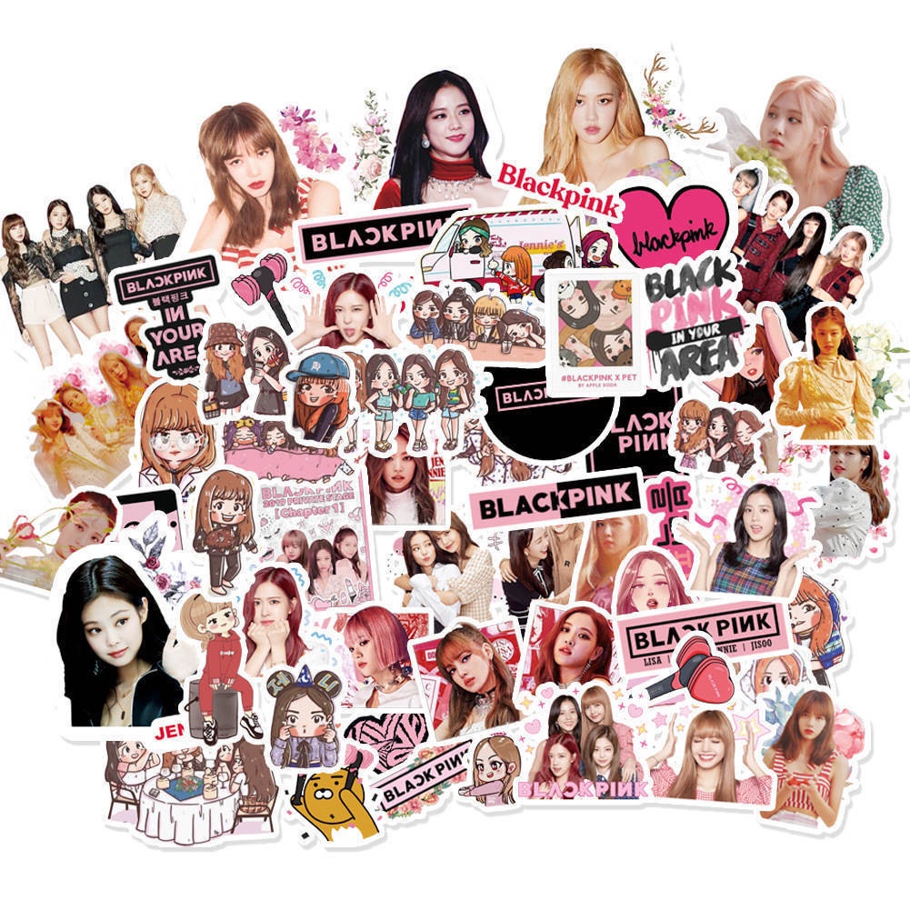 Combo 50 Sticker BLACKPINK CHIBI hình dán chống nước dán mũ bảo hiểm, laptop, vali, điện thoại