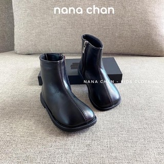 Boot da trẻ em cổ thấp mũi vuông G086 sz 23-36, boot da mềm khoá kéo đế chống trơn, thời trang cá tính thu đông 2022