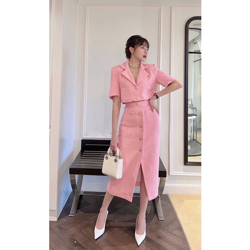 Sét Vest Dạ Chân Váy Dài