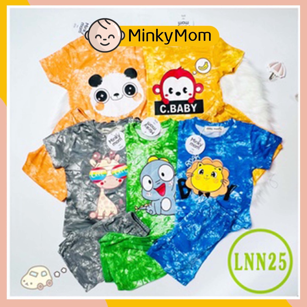 Bộ Cộc Tay Thun Lạnh MINKY MOM CÓ SIZE ĐẠI In Lụa Loang, Mềm Mịn, Thoáng Mát, Thoải Mái, Hàng Chuẩn Đẹp Cho Bé