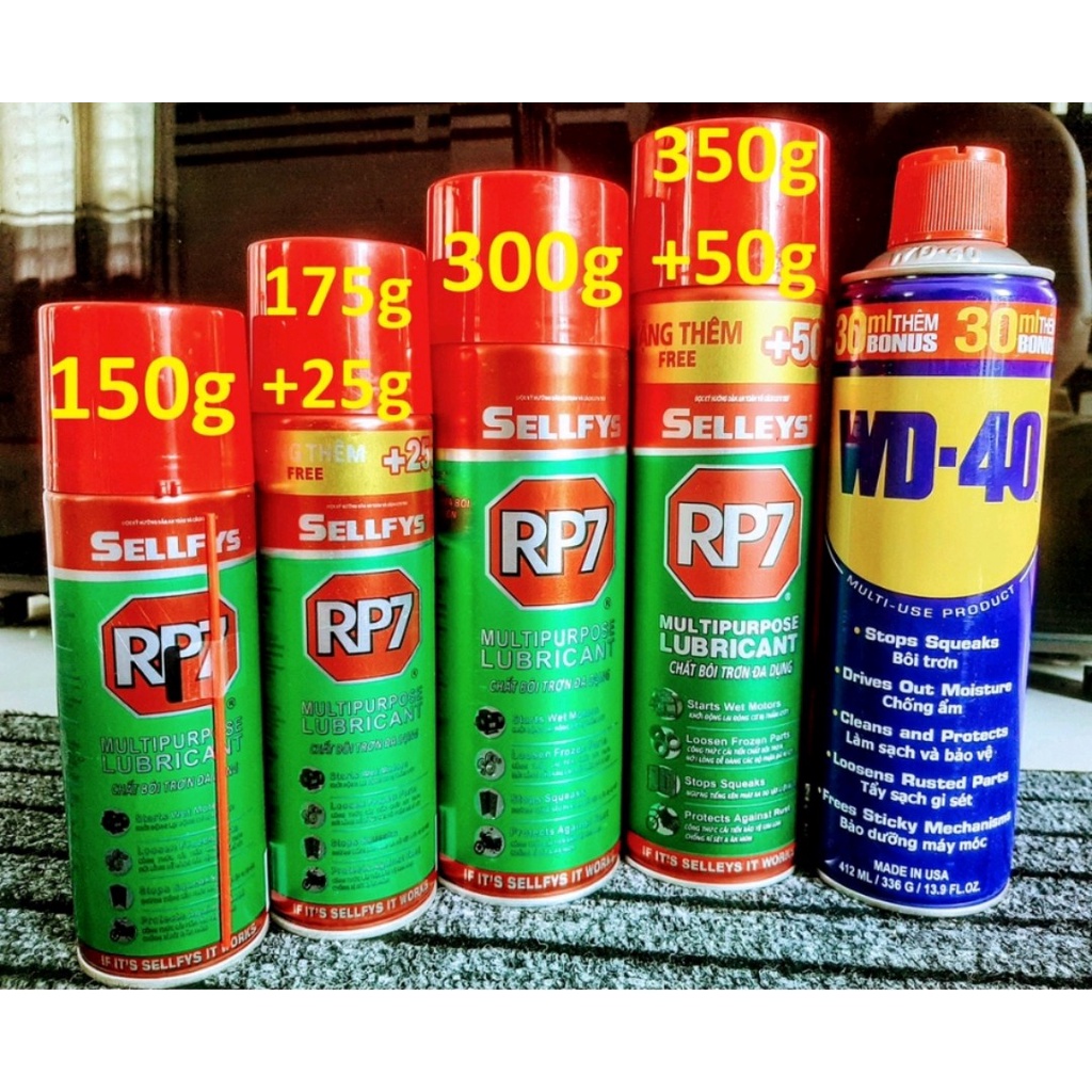 RP7 - WD40 Chai Xịt Chống Rỉ Sét và Bôi Trơn 150g 175g 300g 350g