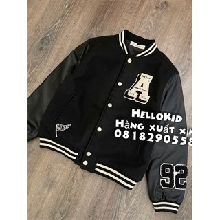 Áo khoác bomber chữ A tay pha da