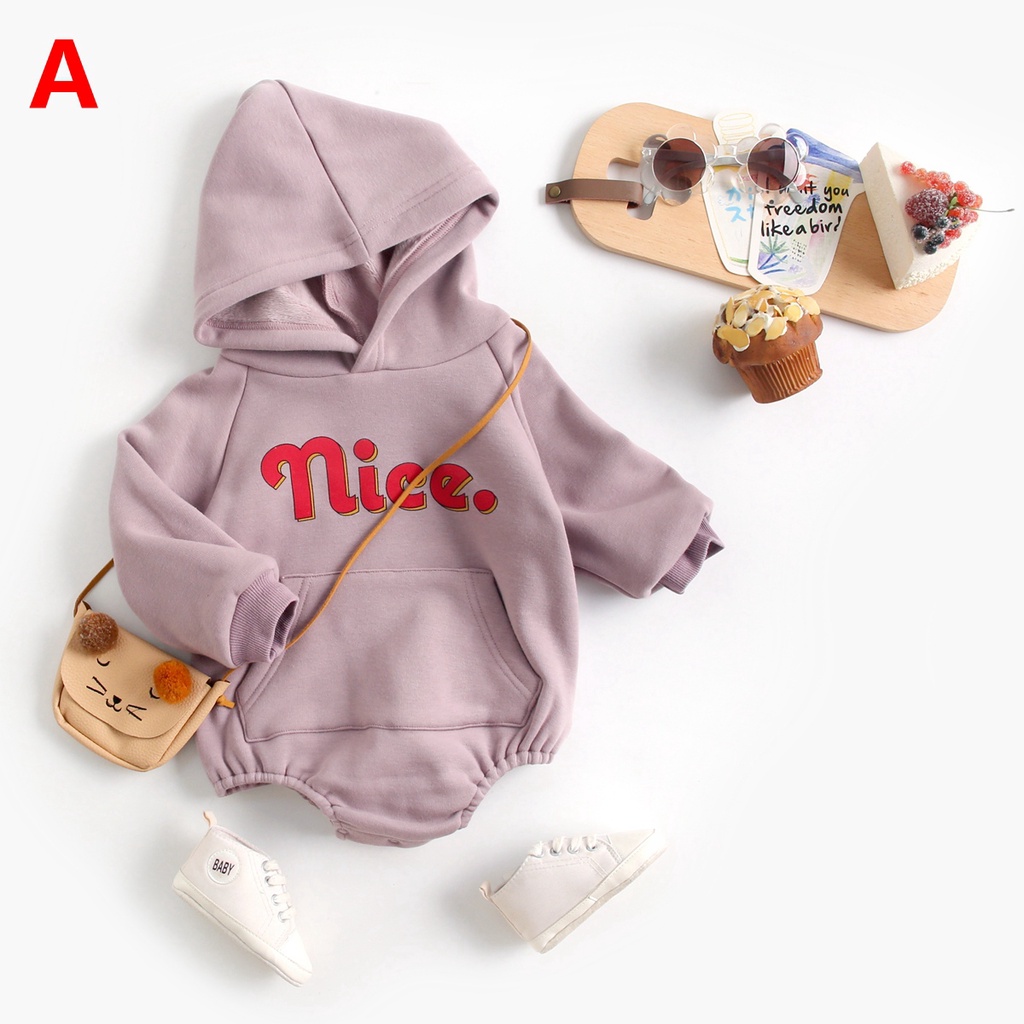 Sanlutoz Áo Liền Quần Tay Dài Có Mũ Trùm Vải Cotton Thời Trang Thu Đông Dễ Thương Cho Bé Sơ Sinh