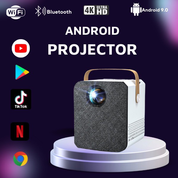 Máy chiếu T03A Full HD 1080-Hệ Điều Hành Android TV-Hình ảnh sắc nét-Kết nối Wifi tặng màn chiếu