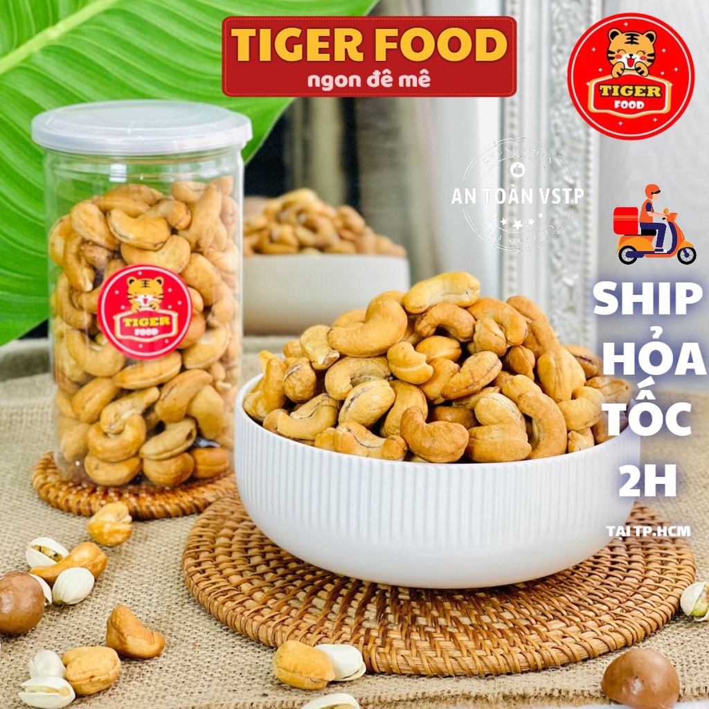 Hạt điều rang muối nguyên hạt TIGER FOOD Hạt điều rang muối/ tỏi ớt 350g loại 1 Bình Phước - Quà tết 2023