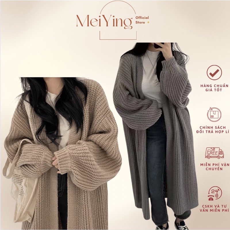(Sẵn) Áo cardigan len Hàn Quốc. Áo khoác len dáng dài. Chất liệu len dày mềm mại, dáng dài trẻ trung mẫu mới nhất 2022
