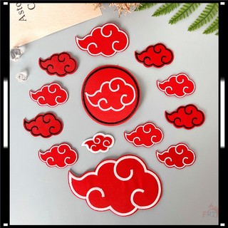 ♥ đám mây đỏ - tổ chức akatsuki dán ủi ♥ 1 sticker ủi thêu hình huy hiệu