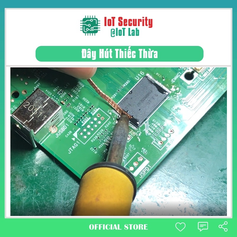 Sợi dây hút thiếc làm sạch thiếc dư, thiếc thừa, chân linh kiện dán và mạch PCB