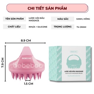 Lược Gội Đầu Massage Tóc BEBECHIC, Chất Liệu Silicone