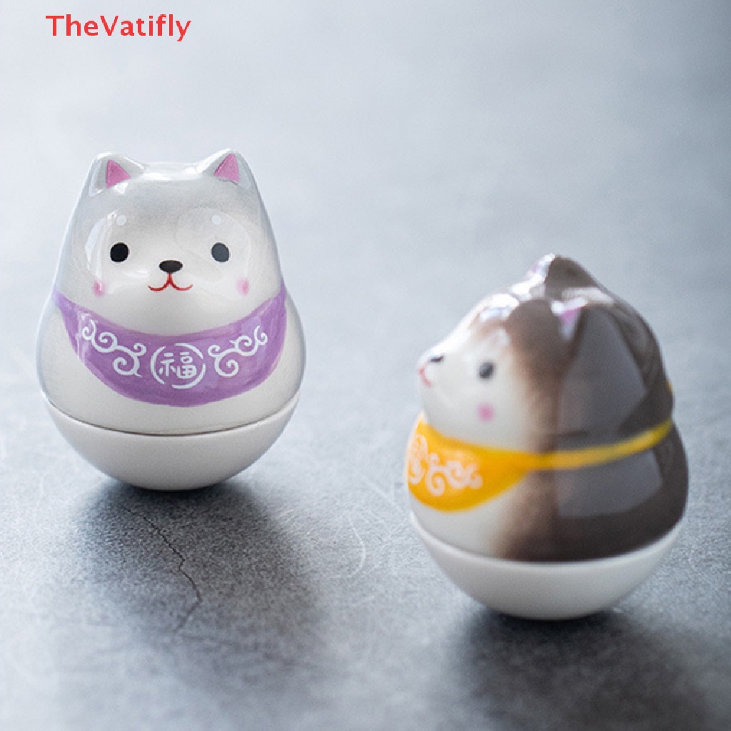 [Thevalifly] Tượng Trang Trí Hình Con Chó Hoạt Hình Bằng Gốm Phong Cách Nhật Bản