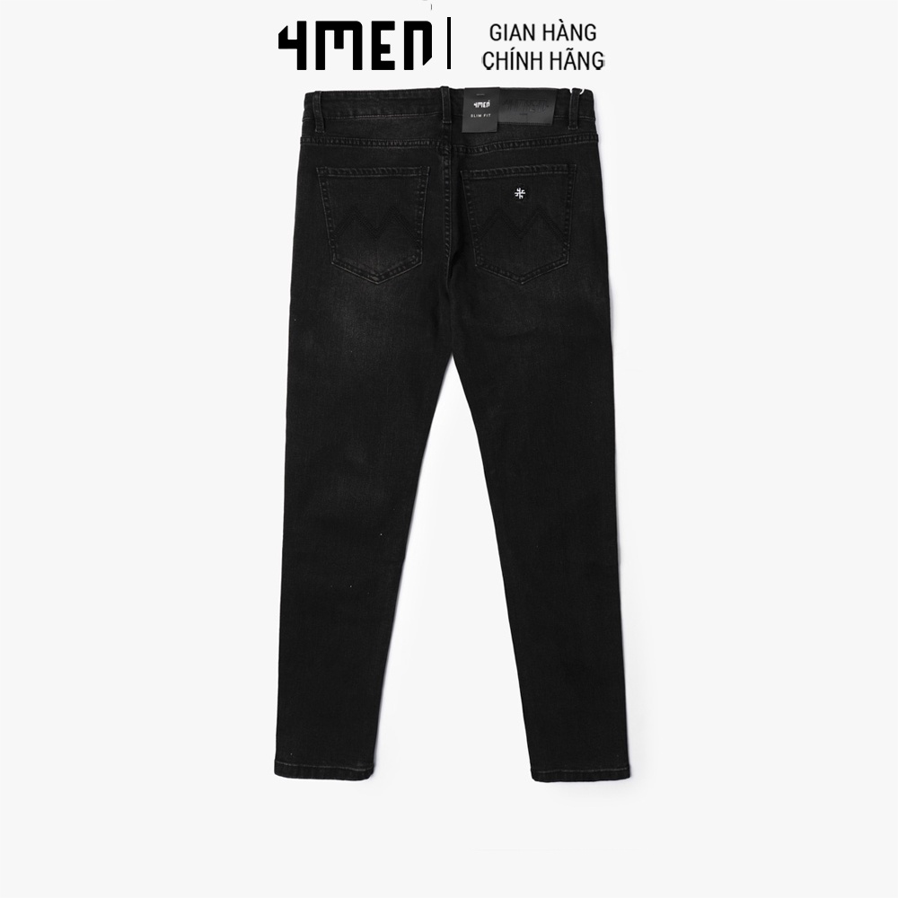 Quần Jeans Nam Form Slimfit Grey Faded 4MEN QJ070 trơn vải denim đẹp, co giãn, mềm mại, tôn dáng, trẻ trung