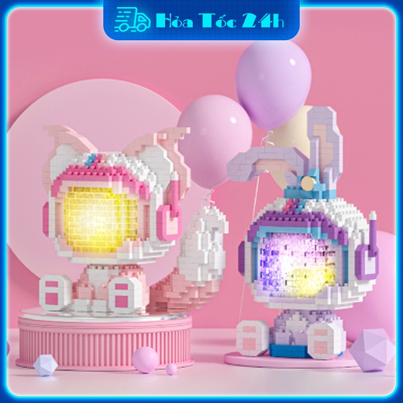 Lego Mini Minshop Mô Hình Lắp Ráp Phi Hành Gia Có Đèn Mèo Thỏ Cáo Micro Blocks 3D Đồ Chơi Ghép Xếp Hình