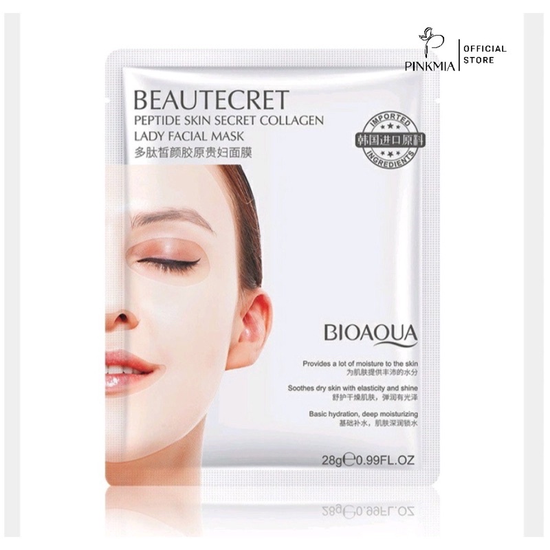 Mặt Nạ Thủy Tinh Trong Suốt Bioaqua Pinkmia, Thạch Collagen Beautecret Phục Hồi Và Làm Mờ Vết Nhăn Hiệu Quả