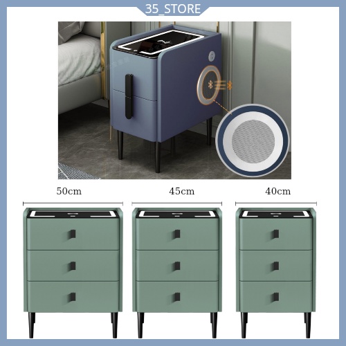 Táp đầu giường thông minh khóa vân tay, loa Bluetooth, sạc điện thoại không dây, đèn led 3 màu cảm ứng hiện đại