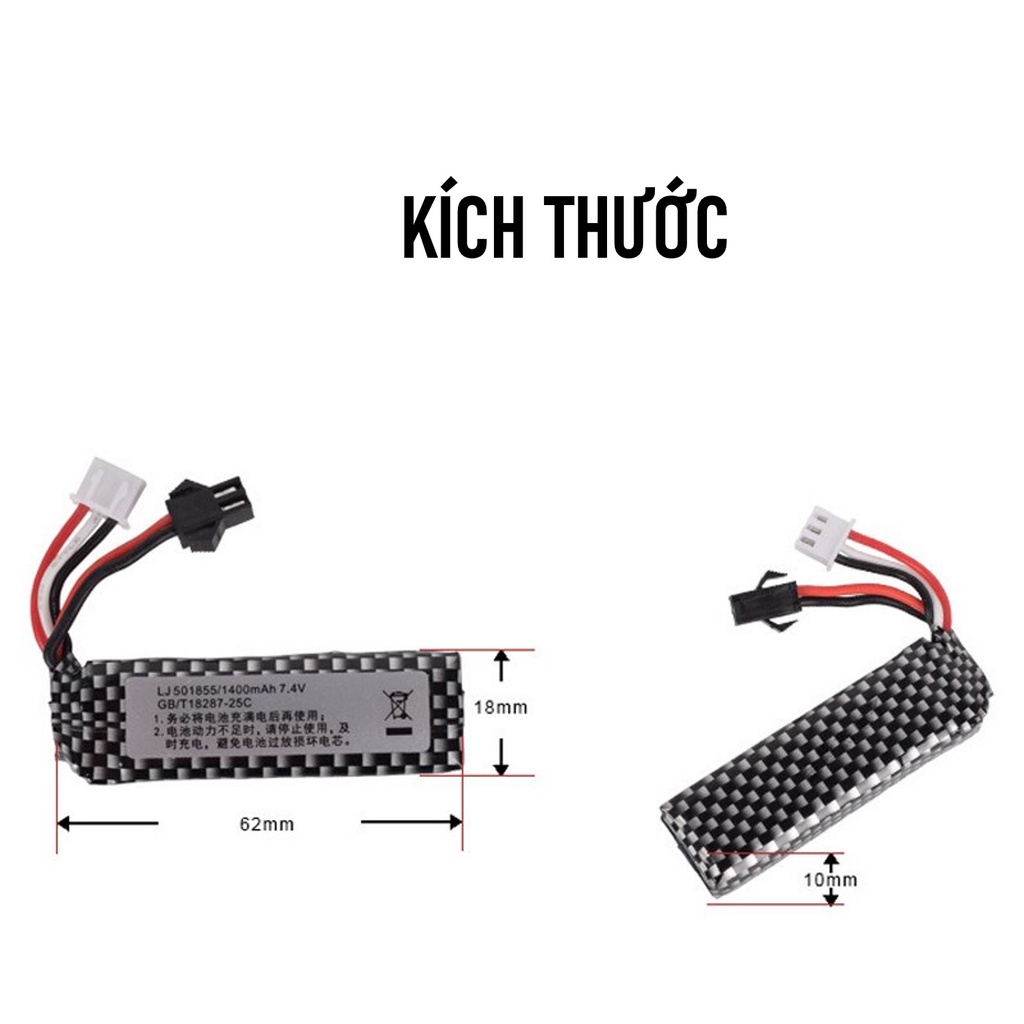 Pin Sạc Lithium PIN LJ501855 7.4V 1400MAH 25C Dành Cho Đồ Chơi Điều Khiển và Đồ Chơi Hành Động