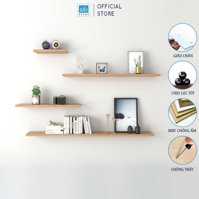 [Mua 3 giảm 15%] Kệ Ngang Treo Tường Để Sách, Trang Trí Dài 20 - 120 cm Kết Cấu Giấu Chân SIB Decor