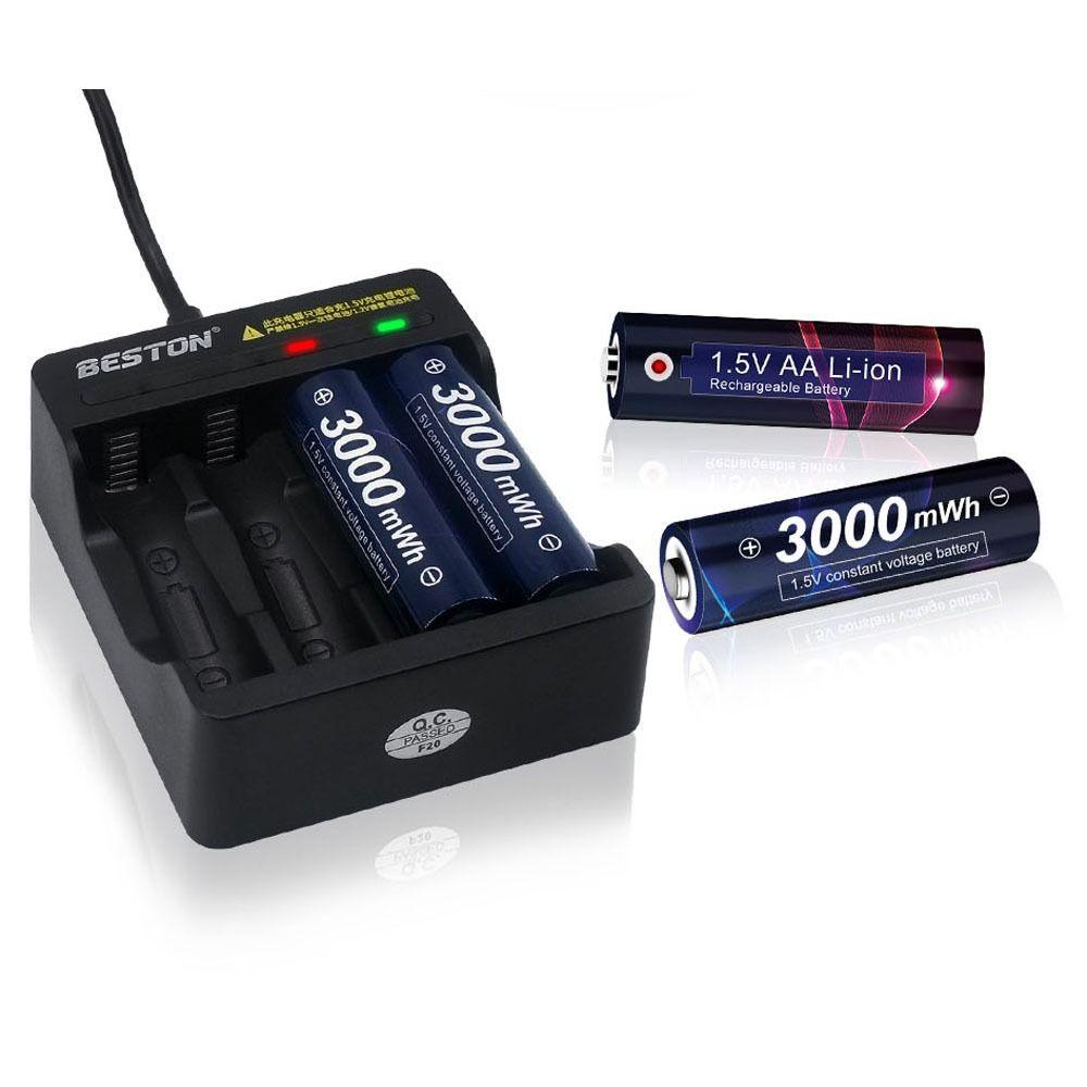 BEBETTERM Cục Sạc Nhanh Thông Minh Có Đèn LED Chỉ Báo Cho Pin AA AAA 1.5V