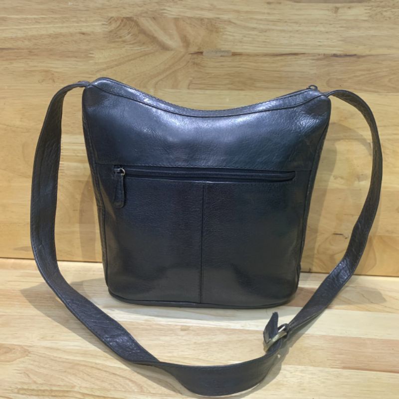 Túi đeo chéo nam nữ da mộc dày da thật secondhand  06231122