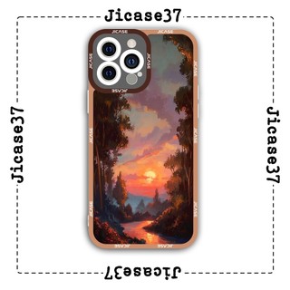 Ốp lưng iphone và samsung xiaomi oppo cạnh vuông Jicase Cảnh hoàng hôn