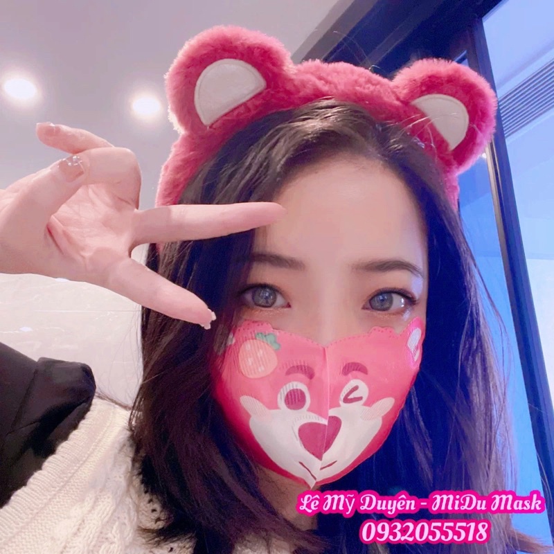 Túi 10 Cái Khẩu Trang 3D Mặt Gấu Lotso Cute Cho Người Lớn Và Trẻ Em