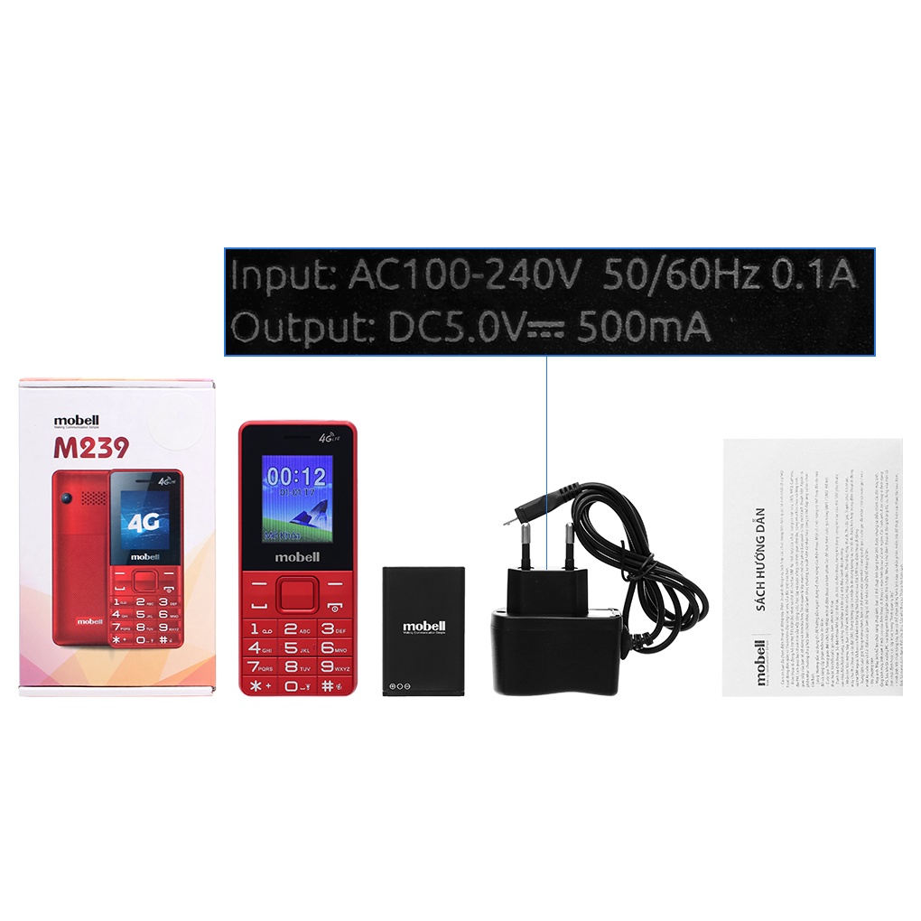 Điện Thoại 4G Mobell M239 - 2 Sim 2 Sóng - Loa To Rõ Ràng, Camera 8 MP - Hàng Chính Hãng - Bảo Hành 12 Tháng