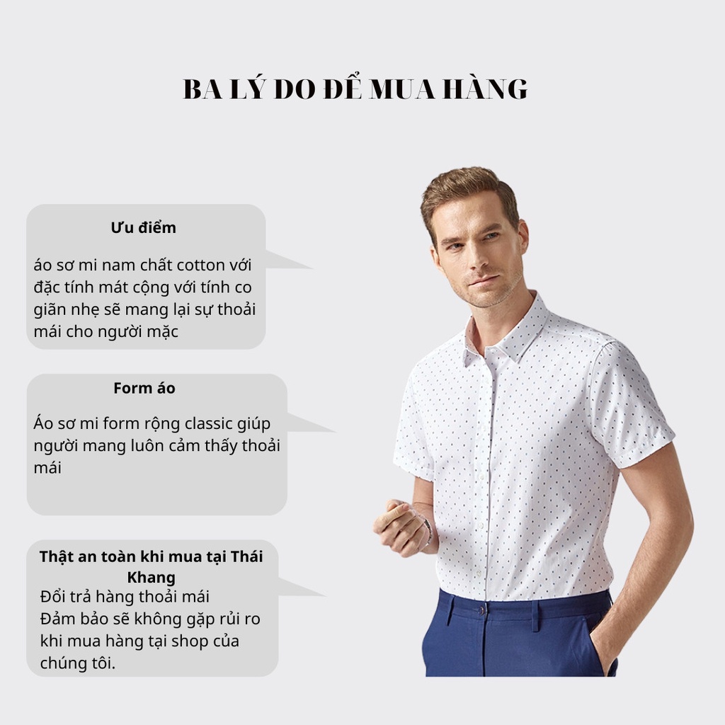 Áo sơ mi nam trung niên Thái Khang ngắn tay cao cấp vải cotton mềm form rộng classic AHOP14