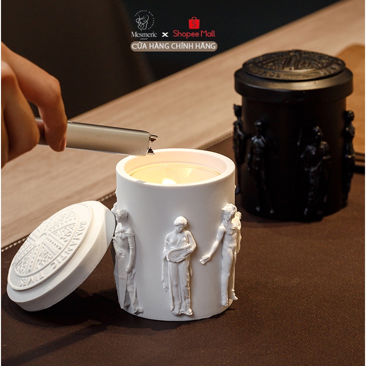 Nến Thơm MESMERIC Phong Cách Điêu Khắc Roma Decor Cao Cấp Quà Tặng, Biếu Sang Trọng