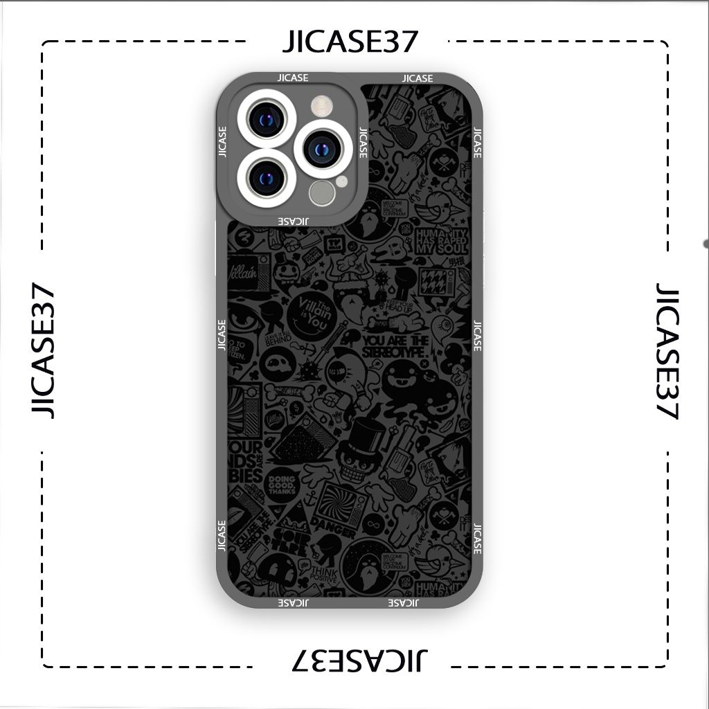 Ốp lưng iPhone Cạnh Vuông Jicase Flaming Skulls hiphop