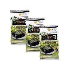 Lốc 3 gói rong biển ăn liền vị oliu trà xanh 4g