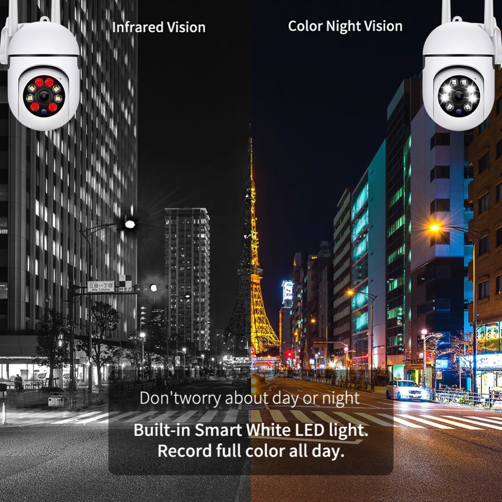 Hd 2.4G Wifi Ip 4x Zoom Camera Giám Sát Ngoài Trời Màu Tầm Nhìn Ban Đêm Con Người Phát Hiện An Ninh Camera Quan Sát Cho Bé màn Hình