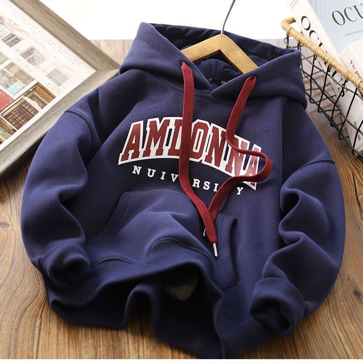 Áo Hoodie Vải Lông Cừu Dáng Rộng In Họa Tiết Đa Năng Thời Trang Thu Đông Cho Nam